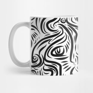 Black and White Graffiti Art Abstract Faces Mug